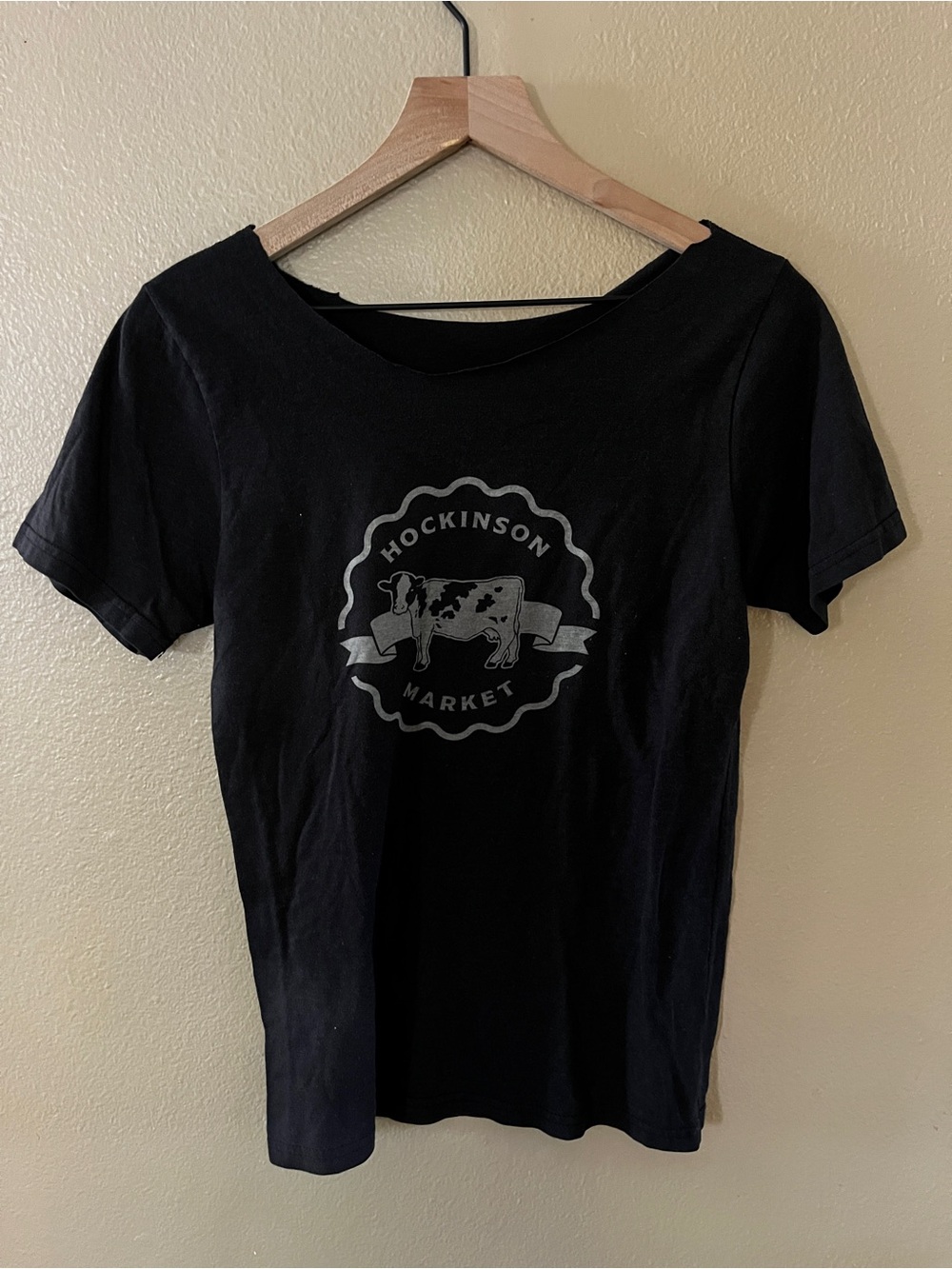 Cropped Neck Cow Tee
